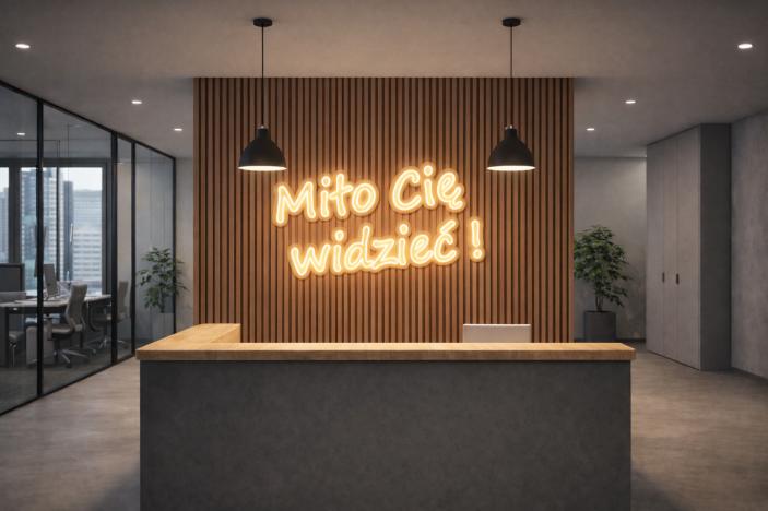 Neon LED – napis „Miło Cię widzieć!”
